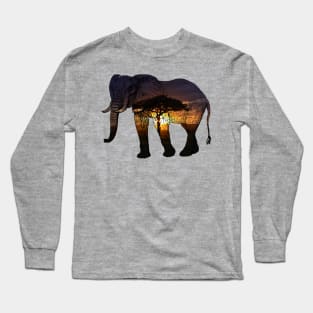 African Elephant Silhouette Long Sleeve T-Shirt